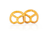 Fototapeta Desenie - Group of two whole mini salted pretzels isolated on white background