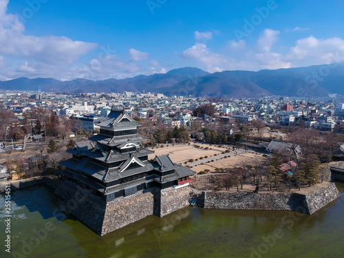 ドローンで空撮した松本城の風景 Stock Photo Adobe Stock