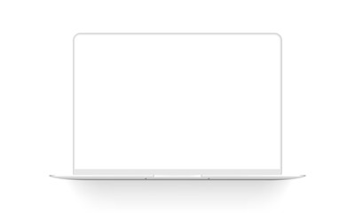 Fototapete - Clay laptop mockup isolated on white background. Vector illustration