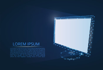 Poster - computer monitor in the style of lines and figures consisting of polygons. internet. computer symbol