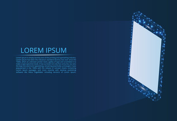 Poster - A mobile phone in the form of lines and shapes with a glowing screen.