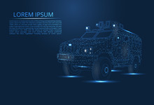 Abstract Image Of Armored Vehicles, Military Equipment, Tank. Polygonal Image In The Form Of Lines, Shapes. Camouflage, Protective Color.