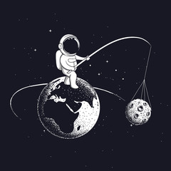 Wall Mural - astronaut spins the moon