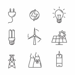 Canvas Print - Set of electricity related icon line design