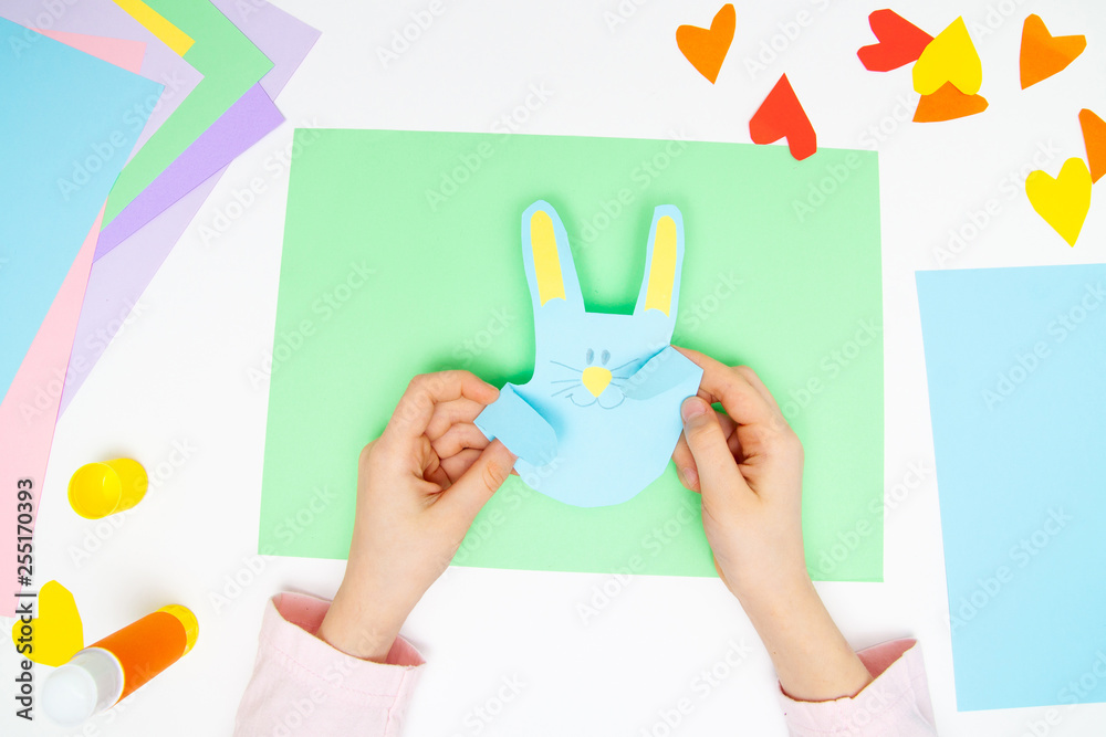 How to make paper bunny for Easter greetings and fun. Children art ...