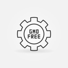 Poster - GMO Free in Gear vector concept icon or symbol in thin line style
