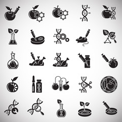 GMO icons set on white background for graphic and web design. Simple vector sign. Internet concept symbol for website button or mobile app.