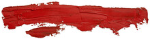 Template For Your Banner Text - Long Textured Red Oil Paint Brush Stroke, Isolated On White Background.