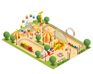 Wall Mural - Amusement Park Isometric Composition