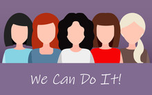 We Can Do It. Symbol Of Female Power, Woman Rights, Protest, Feminism. Vector.