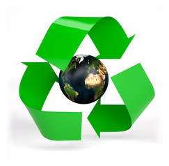 planet earth inside symbol recycle