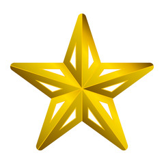 Star symbol icon - golden gradient 3d, 5 pointed rounded, isolated - vector