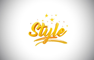 Style Golden Yellow Word Text with Handwritten Gold Vibrant Colors Vector Illustration.