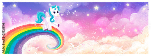pony unicornio volando en arcoiris Canvas-taulu
