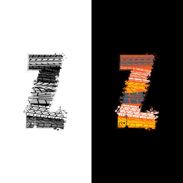 Tire track letter Z