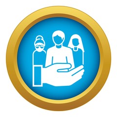 Poster - Customer care icon blue vector isolated on white background for any design