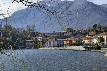 Wall Mural - Mergozzo, Piedmont, Italy. March 2019. Pleasant panoramic view