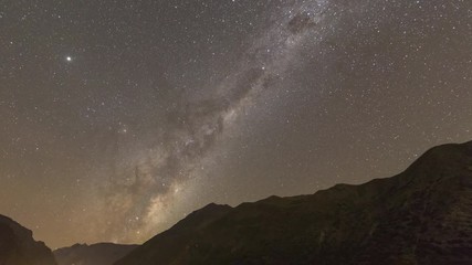 Wall Mural - andes mountains nightscape - the milky way galactic core, jupiter, saturn and mars rising over andes