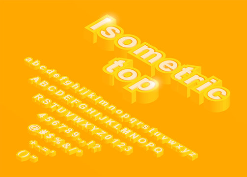 Isometric Alphabet 3d Font with numbers and symbols