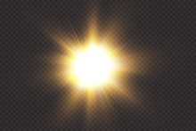 White Glowing Light Explodes On A Transparent Background. With Ray. Transparent Shining Sun, Bright Flash. The Center Of A Bright Flash.