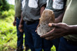 © Peter - Midsection of workers hand holding white rhino horn after dehorning exercise