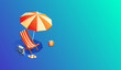 Vacation and travel concept. Umbrella, beach. Flat style vector illustration
