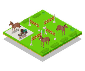 Poster - Gallop concept banner. Isometric banner of gallop vector concept for web, giftcard and postcard