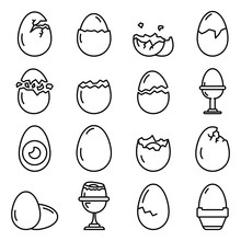 Eggshell Icons Set. Outline Set Of Eggshell Vector Icons For Web Design Isolated On White Background