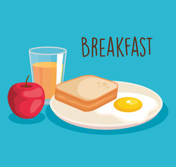 Poster - orange juice with fried egg and apple