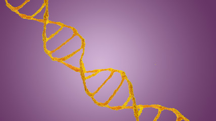 Futuristic double chain DNA, two colors, The scene with under a microscope on a Green background. The Concept molecular biology and biotechnology,  DNA genomes. 3D rendering