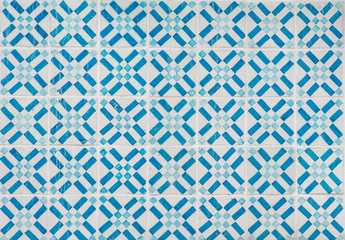 Ornate brightly colored Portugese tile texture in blue and white