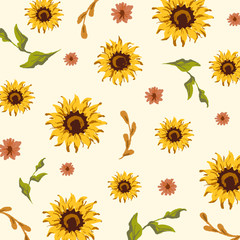 Wall Mural - Seamless sunflower pattern