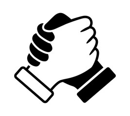 Black and white soul brother handshake, thumb clasp handshake or homie handshake flat vector icon