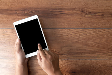 Poster - Man hand holding the black smartphone screen mockup