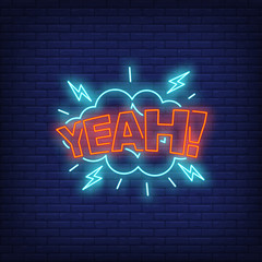 Aufkleber - YEAH lettering neon sign