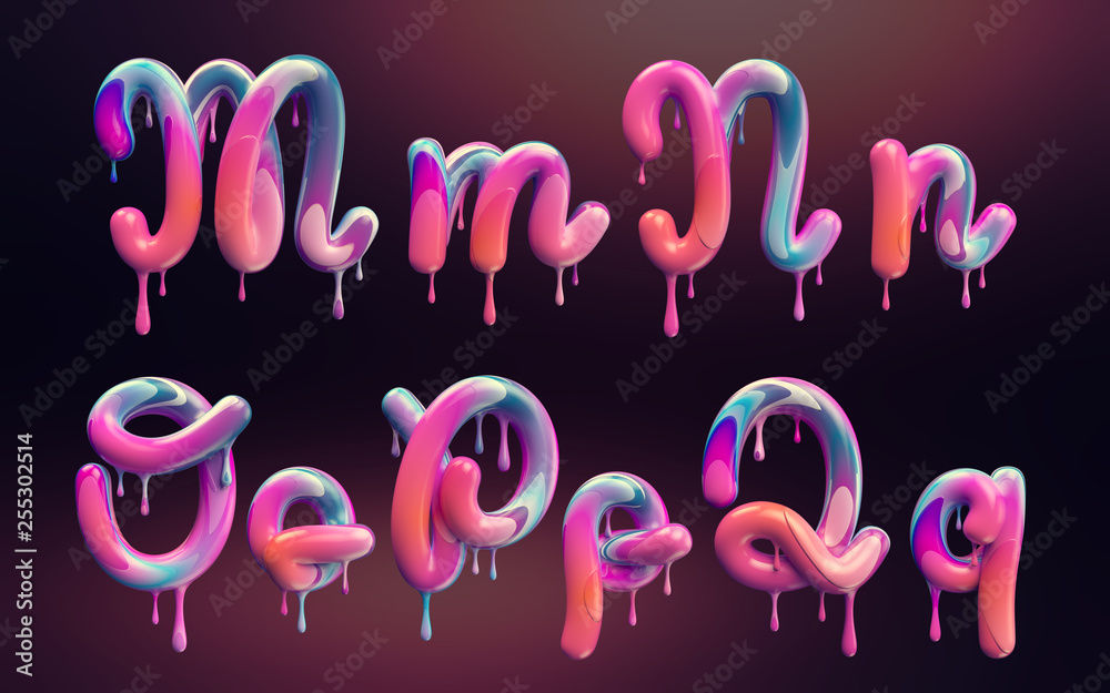Cream Color Lettering Cream alphabet, set of 3d letters with melted colorful shape. Stock ...