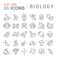 Sticker - Set Vector Line Icons of Biology.