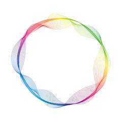 Wave of many colored lines circle frame.  Creative line art. Design elements created using the Blend Tool.