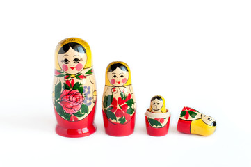 set of matryoshka of 4 pieces on a white background