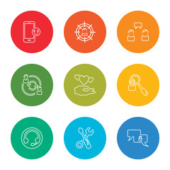 Poster - outline stroke support, edit, headphones, search, heart, connection, communication, target, mobile p