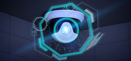 Poster - Security camera targeting a detected intrusion - 3d renderinga