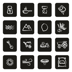 Canvas Print - Salt or Salt Mining Icons Freehand White On Black