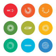 Poster - outline stroke loading, loading, loading, ebook, paper, vector line icons set on rounded colorful shapes
