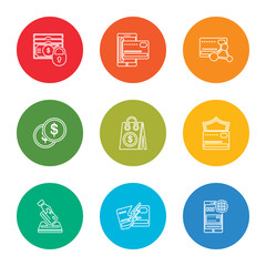 Poster - outline stroke mobile web, broken, debit payment, cit card, bag, coin, card, mobile card, dollar, ve
