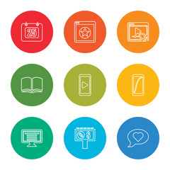 Poster - outline stroke like, billboard, post, smartphone, video player, open book, video player, ranking, ca