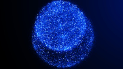 Poster - Futuristic blue sphere. Sphere with connected points. Abstract space banner. Abstract 3d grid design. Technology style. 3D rendering.