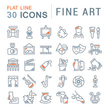 Set Vector Line Icons Of Fine Art.
