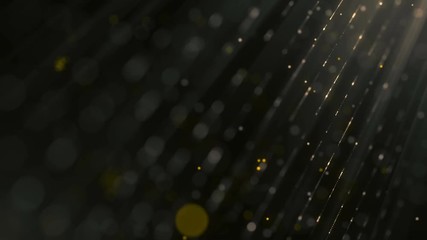 Aufkleber - Abstract colored background with animation falling glittering particles as festive rain. Yellow shining bokeh sparkles. 4K, Ultra HD resolution