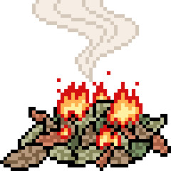 Poster - vector pixel art leaf burn