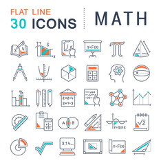 Set Vector Line Icons of Math.